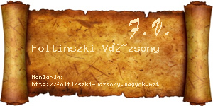 Foltinszki Vázsony névjegykártya